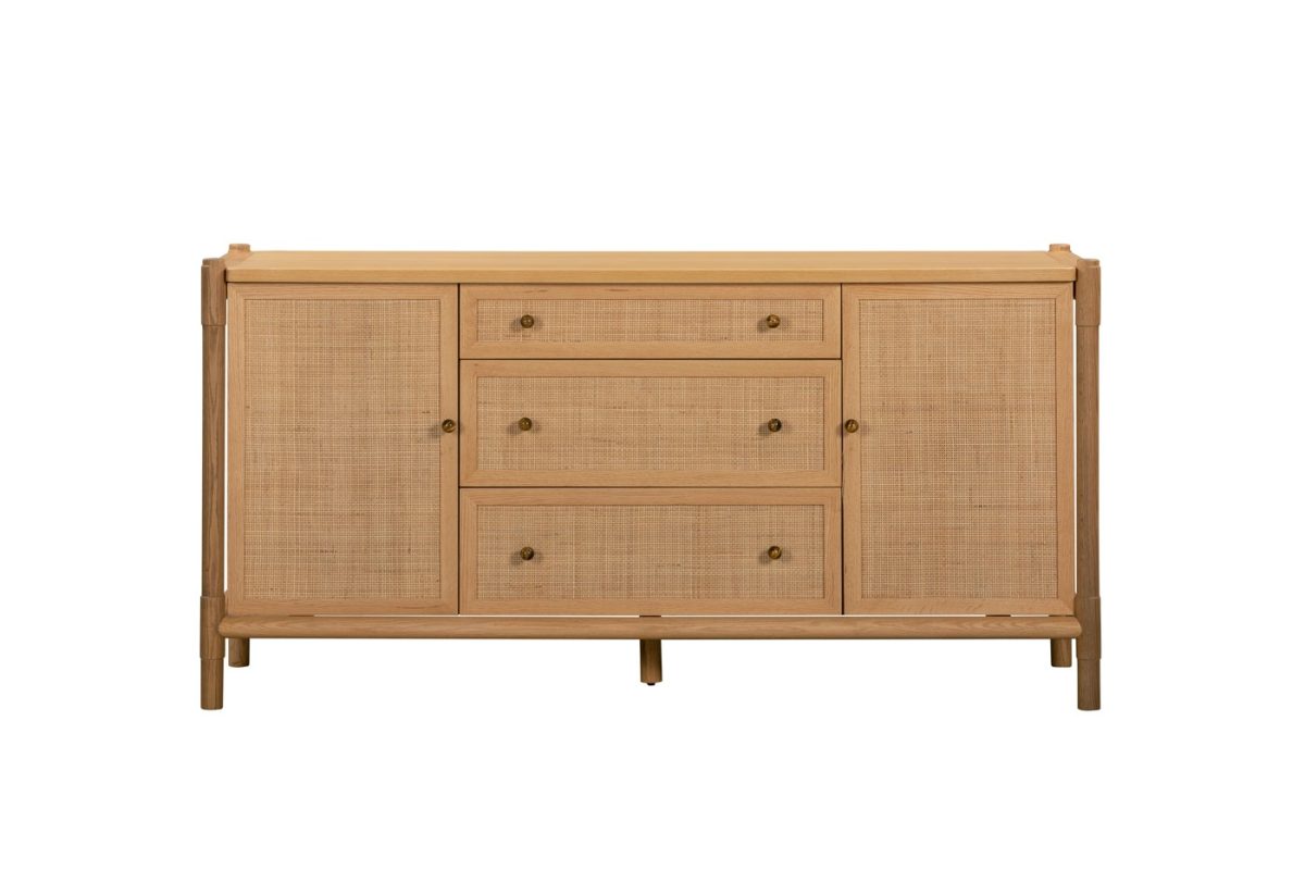Rattan-Panel Oak Wood Cabinet | CB003