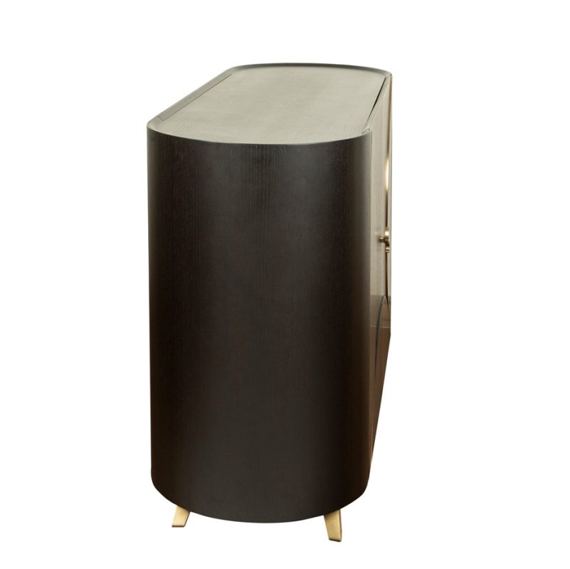 Brushed Ebony Veneer Cabinet with Brass Accents | CB004