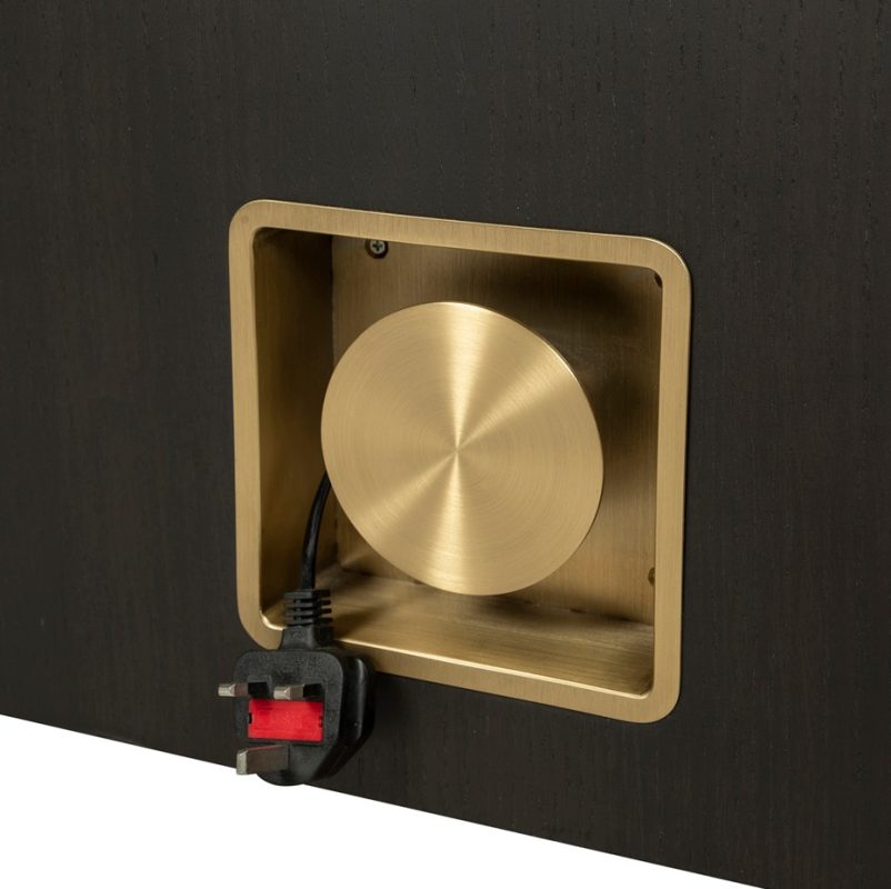 Brushed Ebony Veneer Cabinet with Brass Accents | CB004