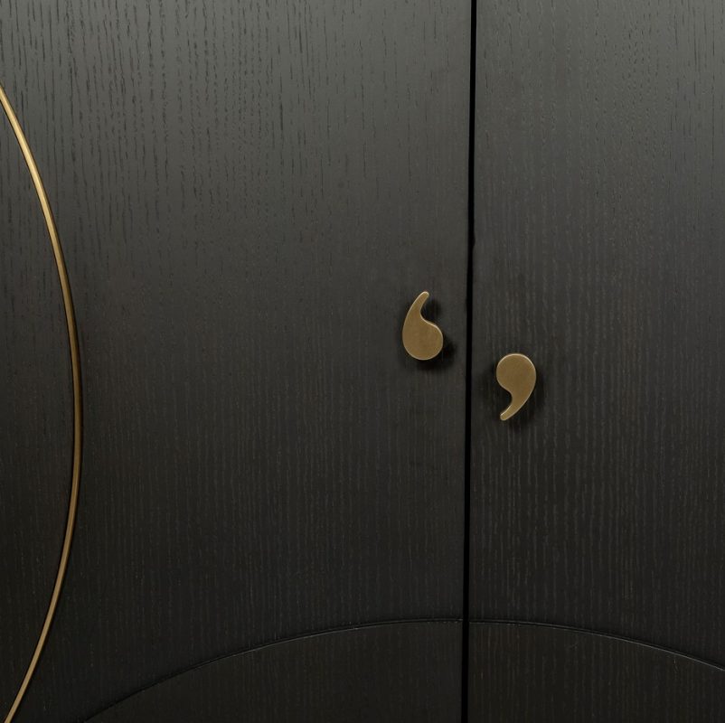 Brushed Ebony Veneer Cabinet with Brass Accents | CB004