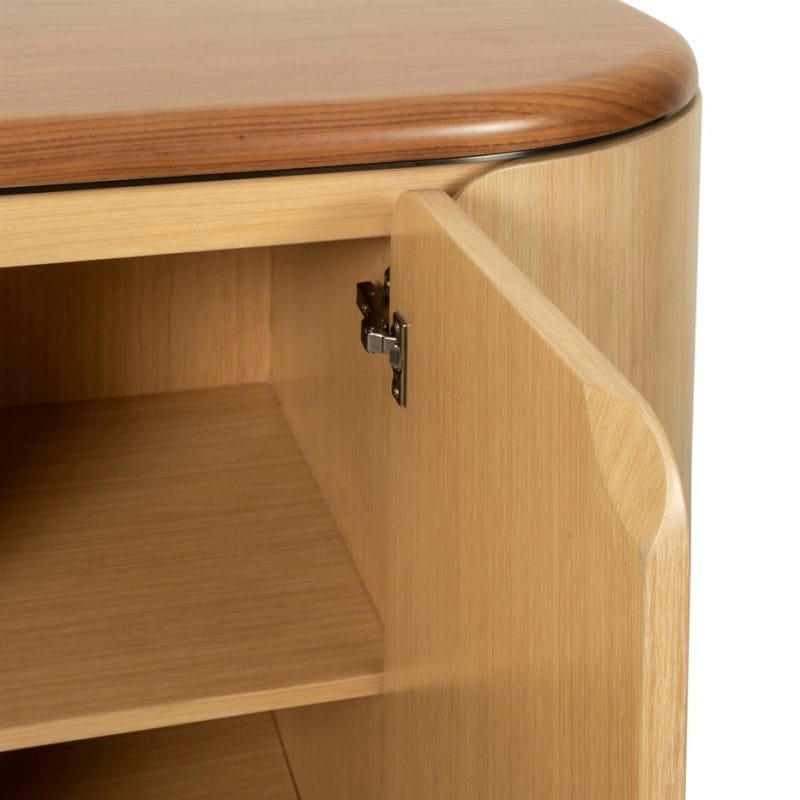 Dual-Tone Curved Oak Cabinet with Walnut Frame | CB005