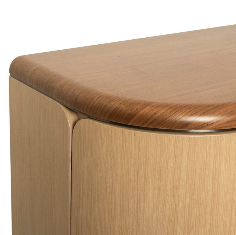 Dual-Tone Curved Oak Cabinet with Walnut Frame | CB005