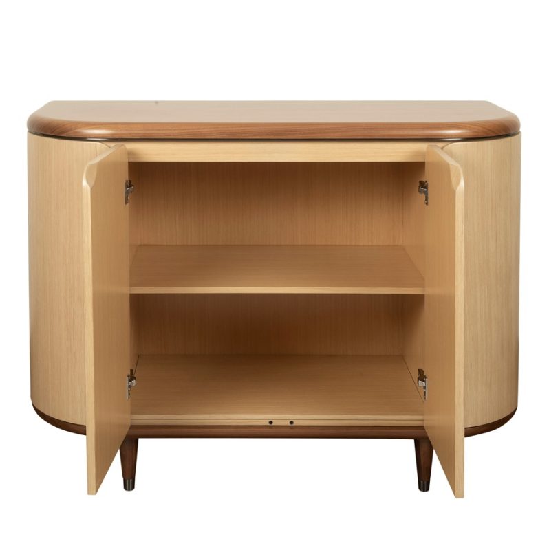 Dual-Tone Curved Oak Cabinet with Walnut Frame | CB005