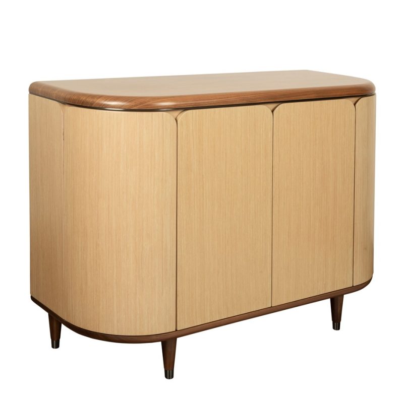Dual-Tone Curved Oak Cabinet with Walnut Frame | CB005