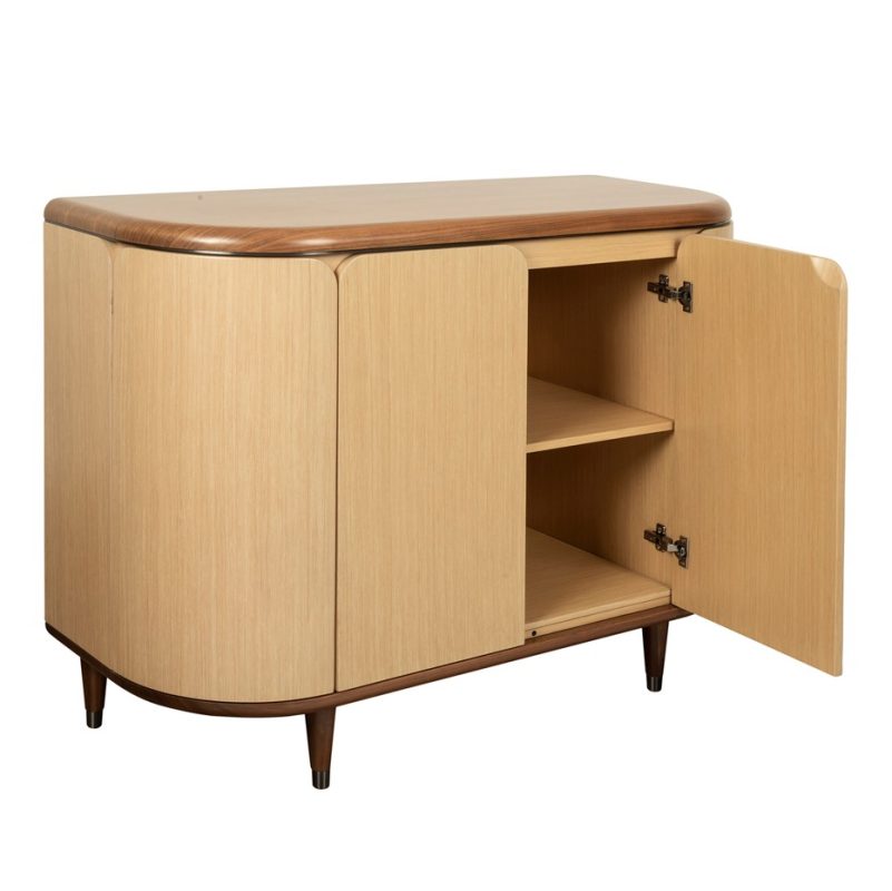 Dual-Tone Curved Oak Cabinet with Walnut Frame | CB005