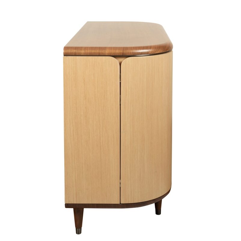 Dual-Tone Curved Oak Cabinet with Walnut Frame | CB005