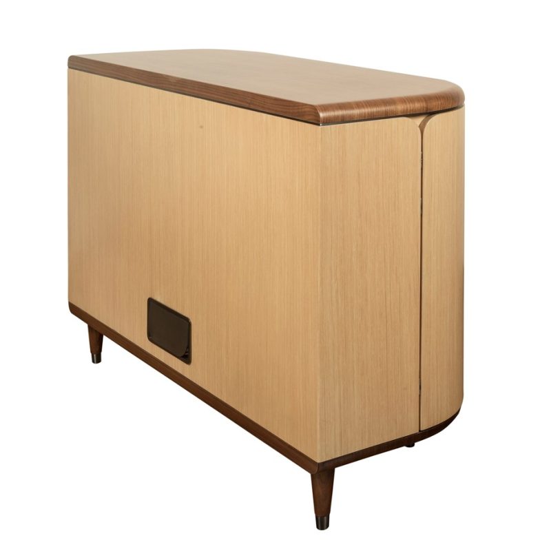 Dual-Tone Curved Oak Cabinet with Walnut Frame | CB005