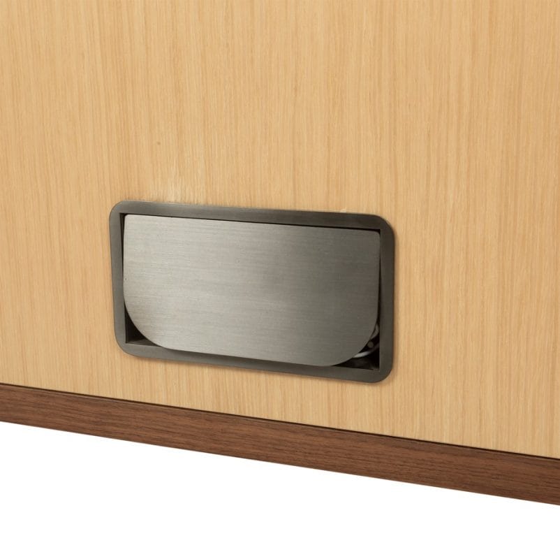 Dual-Tone Curved Oak Cabinet with Walnut Frame | CB005