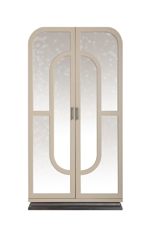Arched Mirrored Tall Cabinet with Symmetrical Frame | CB006