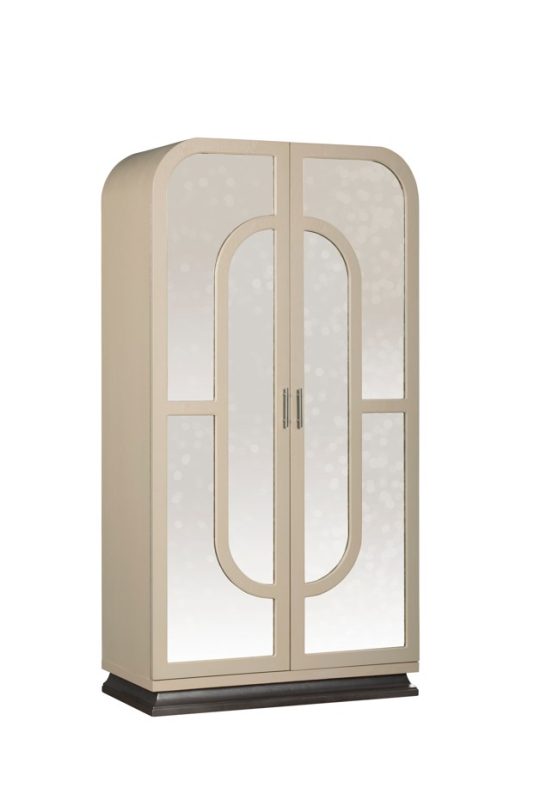 Arched Mirrored Tall Cabinet with Symmetrical Frame | CB007