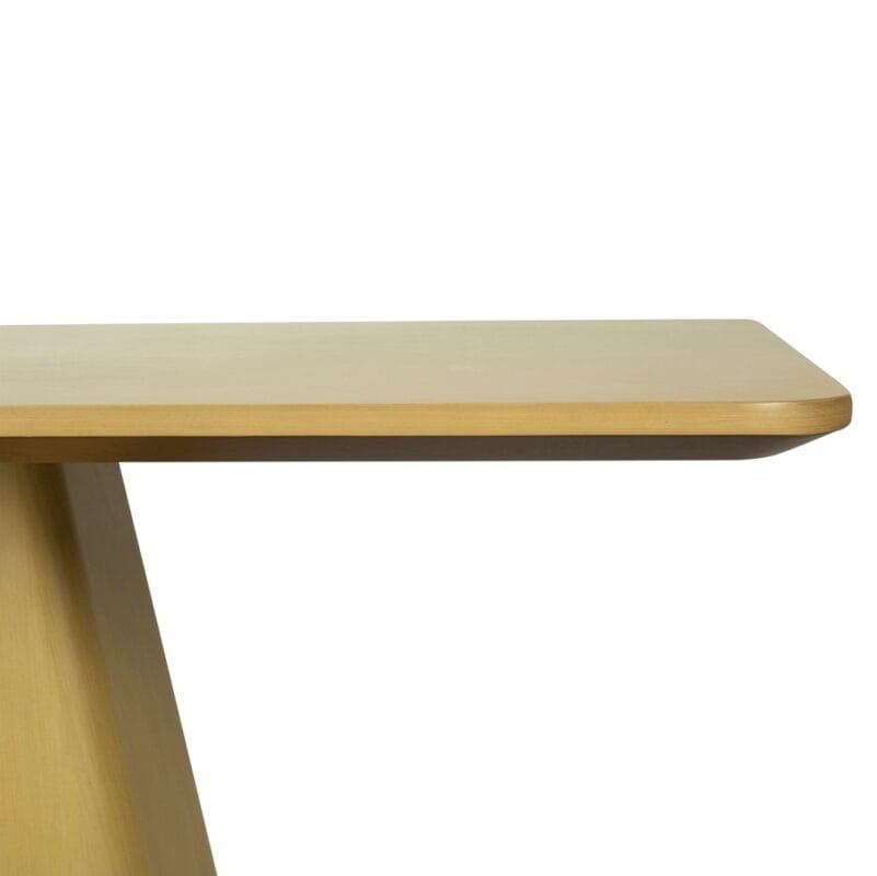Brass Veneer Dining Table with Dual Pedestal Curved Base | DT049