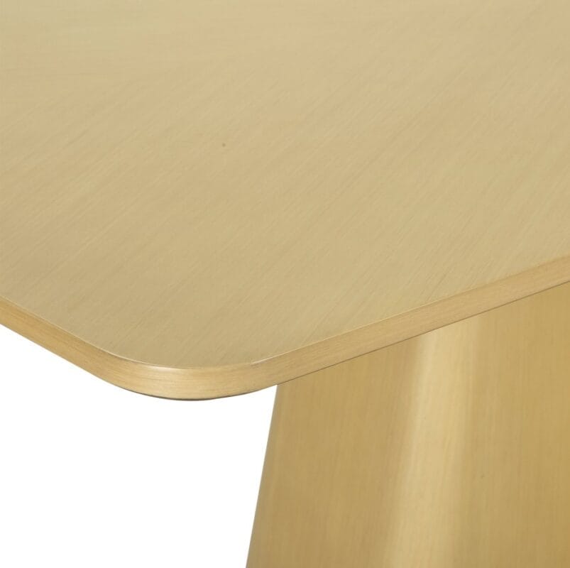 Brass Veneer Dining Table with Dual Pedestal Curved Base | DT049