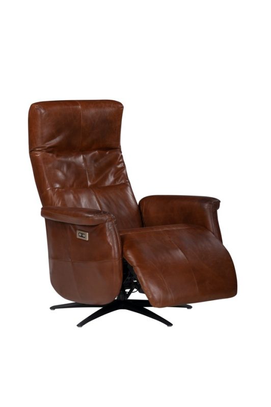 High-Back Leather Swivel Recliner Chair with Contoured Armrest | MOC003