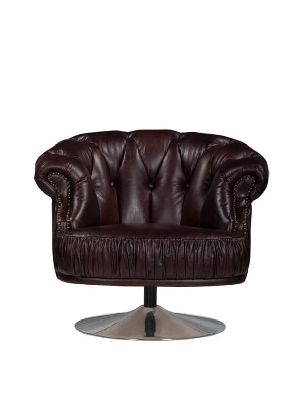 Heritage Leather Swivel Chair with Polished Base | TOC001