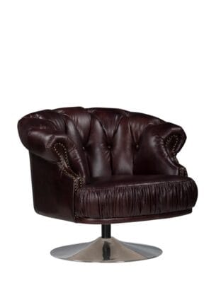 Heritage Leather Swivel Chair with Polished Base | TOC001