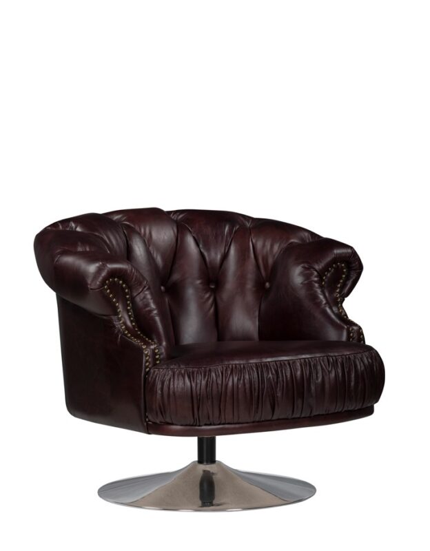 Heritage Leather Swivel Chair with Polished Base | TOC001