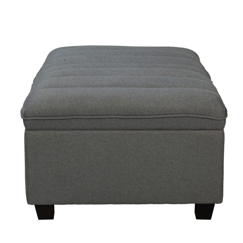 Textured Fabric Storage Ottoman with Tufted Cushion | MOT001