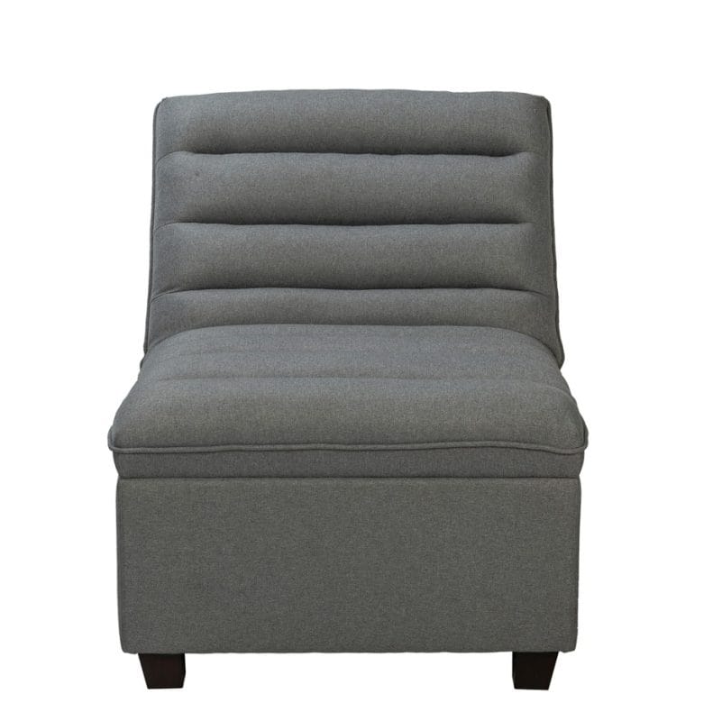 Textured Fabric Storage Ottoman with Tufted Cushion | MOT001