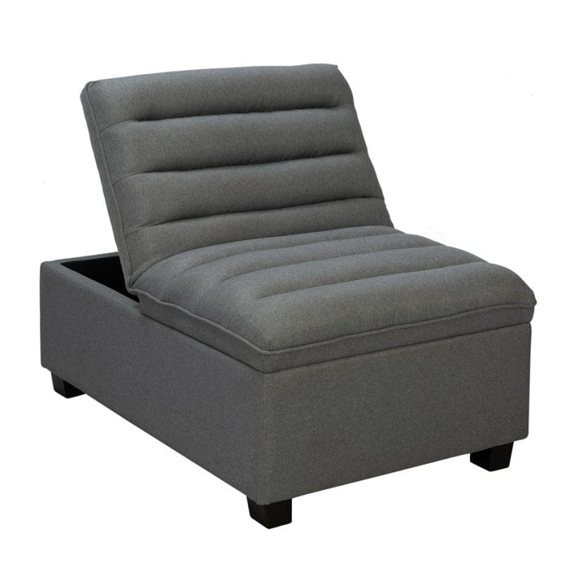 Textured Fabric Storage Ottoman with Tufted Cushion | MOT001