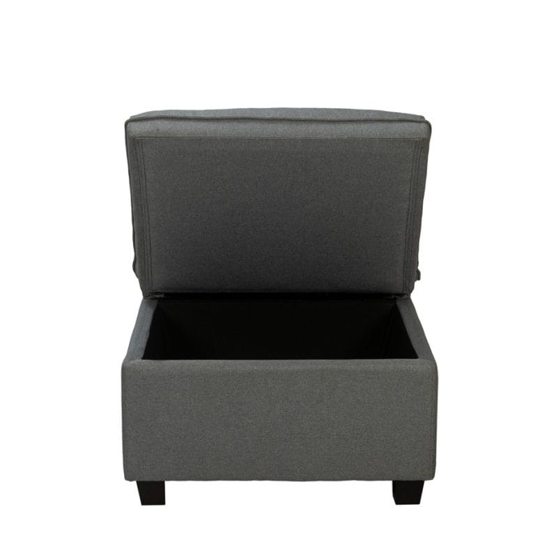 Textured Fabric Storage Ottoman with Tufted Cushion | MOT001