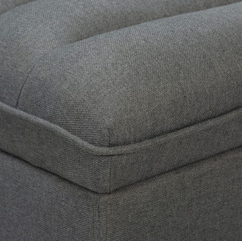 Textured Fabric Storage Ottoman with Tufted Cushion | MOT001
