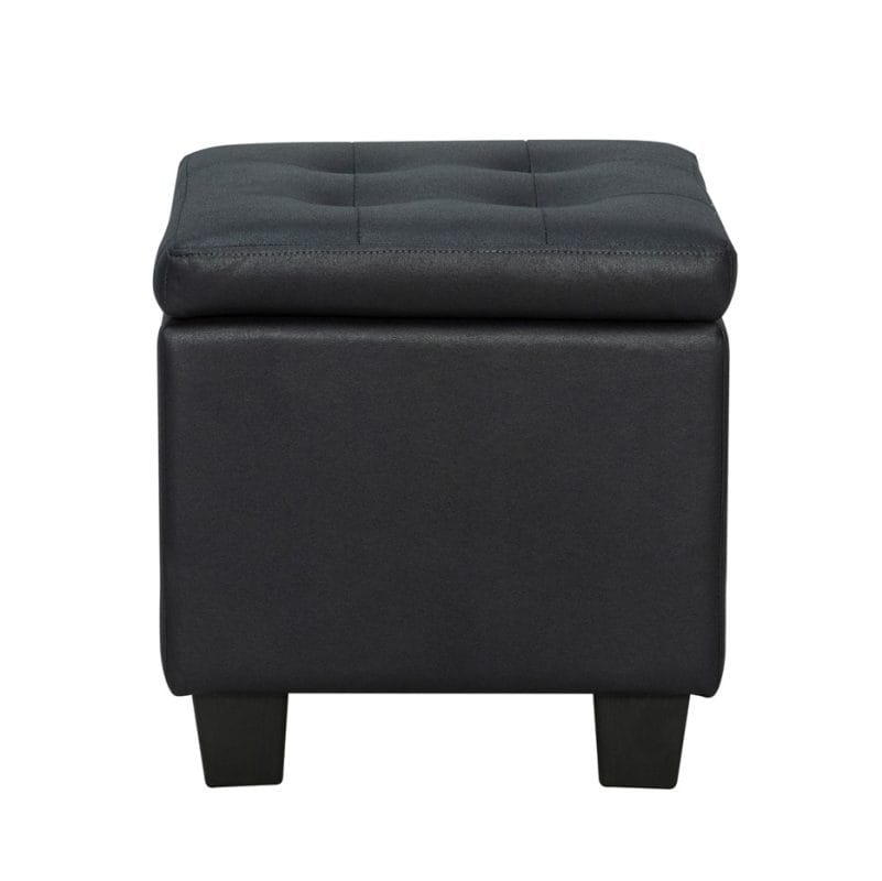 Compact Leatherette Storage Ottoman with Solid Wood Base | MOT002