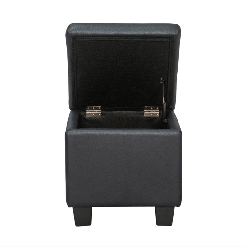 Compact Leatherette Storage Ottoman with Solid Wood Base | MOT002