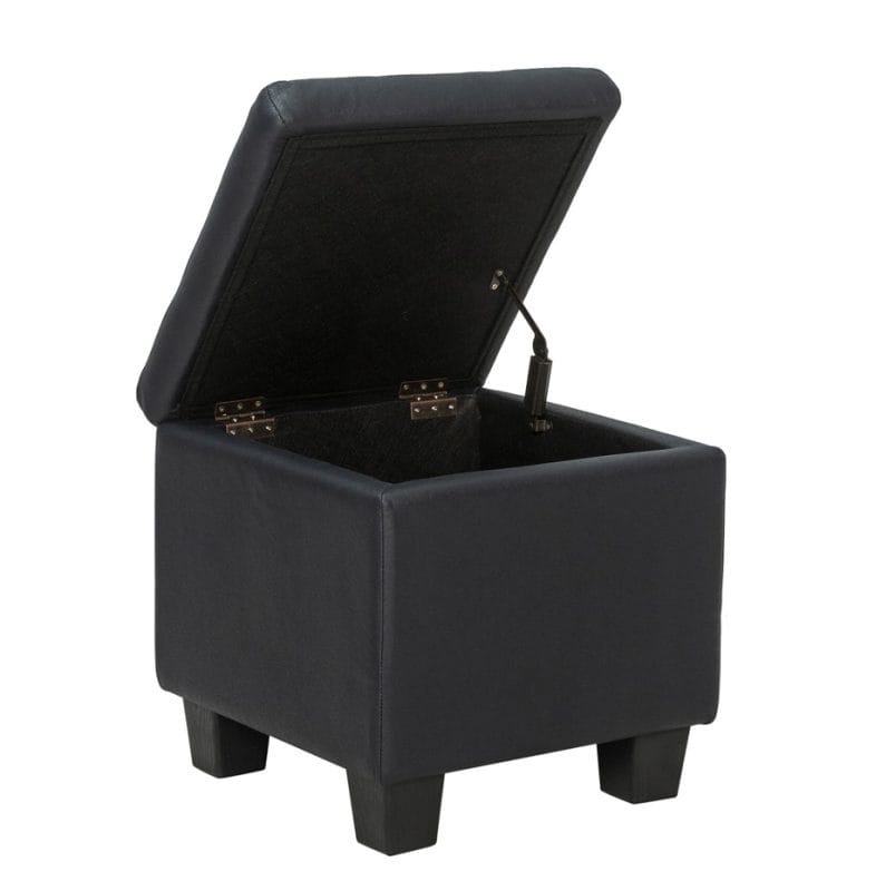 Compact Leatherette Storage Ottoman with Solid Wood Base | MOT002