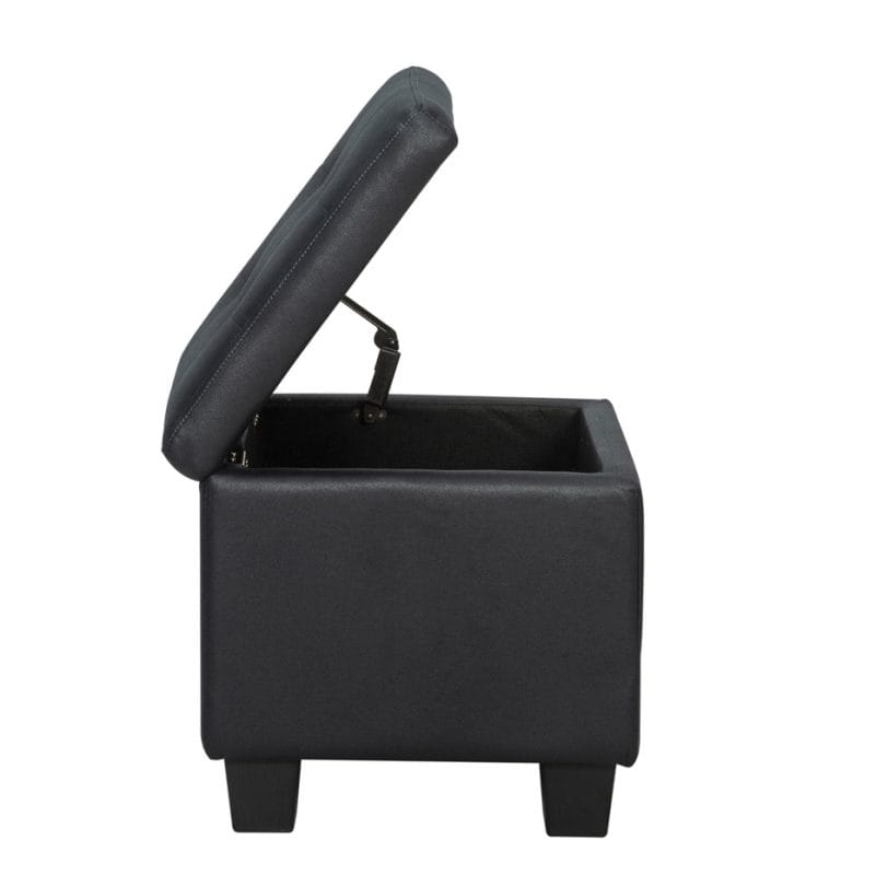 Compact Leatherette Storage Ottoman with Solid Wood Base | MOT002