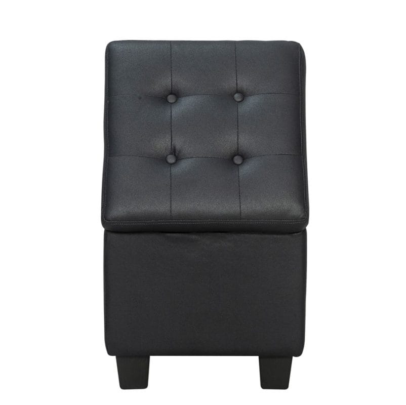 Compact Leatherette Storage Ottoman with Solid Wood Base | MOT002
