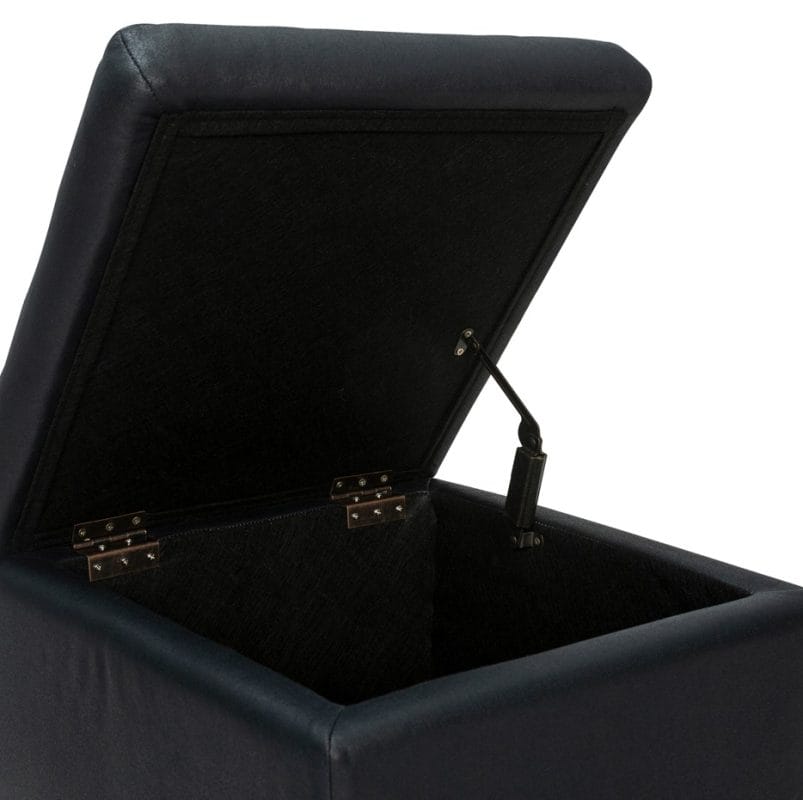 Compact Leatherette Storage Ottoman with Solid Wood Base | MOT002