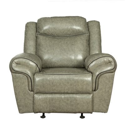 Faux Leather Recliner Chair with Contoured Armrest and Contrast Piping | MR002