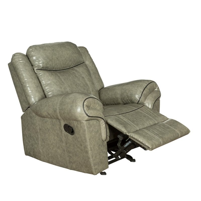 Faux Leather Recliner Chair with Contoured Armrest and Contrast Piping | MR002