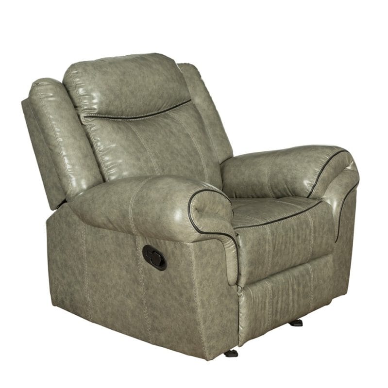 Faux Leather Recliner Chair with Contoured Armrest and Contrast Piping | MR002