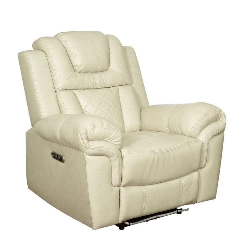 Faux Leather Power Recliner Chair with Adjustable Headrest and Quilted Back | MR004