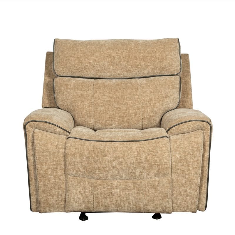 Fabric Recliner Chair with Contrast Piping and Layered Backrest | MR005
