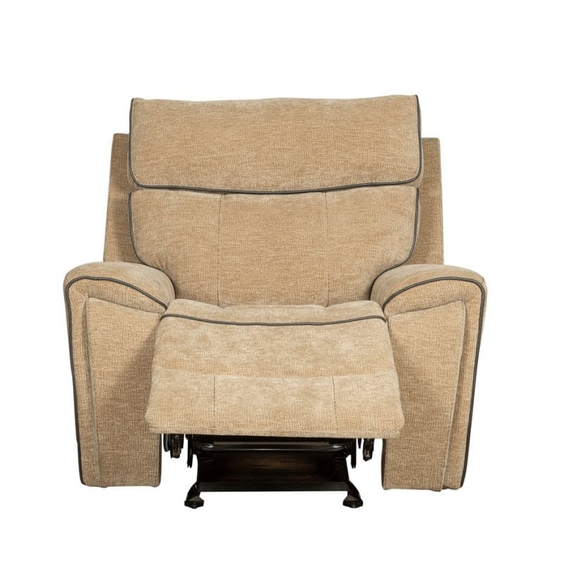 Fabric Recliner Chair with Contrast Piping and Layered Backrest | MR005