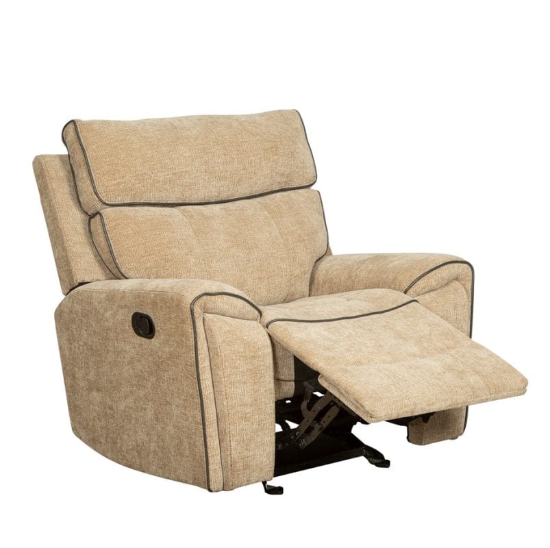 Fabric Recliner Chair with Contrast Piping and Layered Backrest | MR005