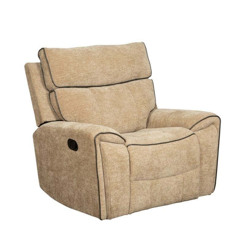 Fabric Recliner Chair with Contrast Piping and Layered Backrest | MR005