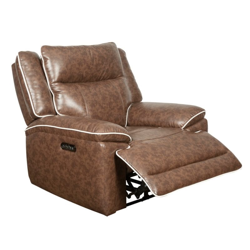 Faux Leather Power Recliner Chair with Contrast Trim and USB Control Panel | MR006