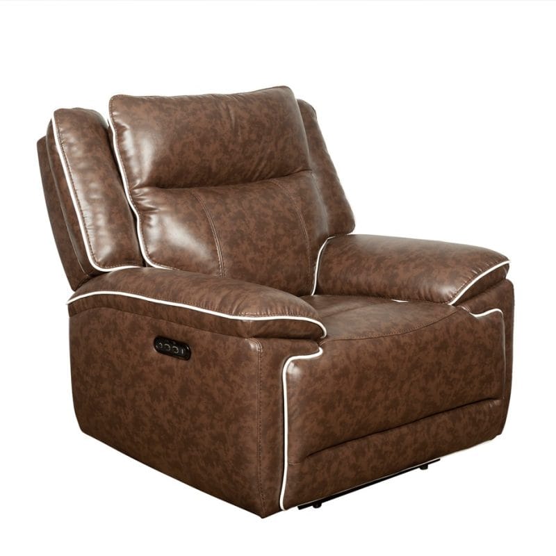 Faux Leather Power Recliner Chair with Contrast Trim and USB Control Panel | MR006