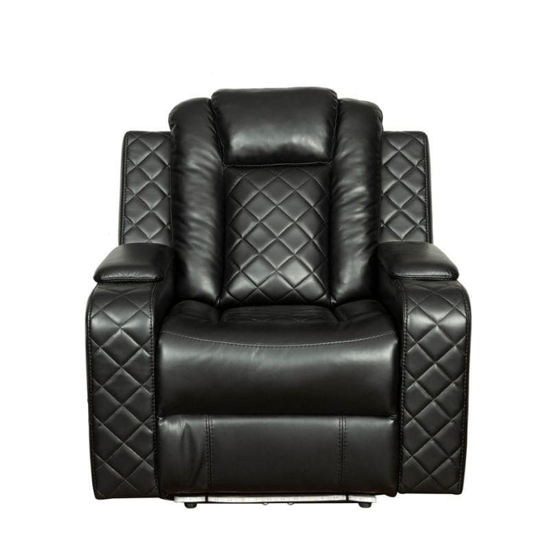 Faux Leather Power Recliner Chair with Diamond Quilted Panels | MR008