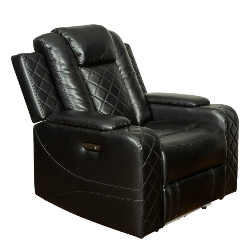 Faux Leather Power Recliner Chair with Diamond Quilted Panels | MR008