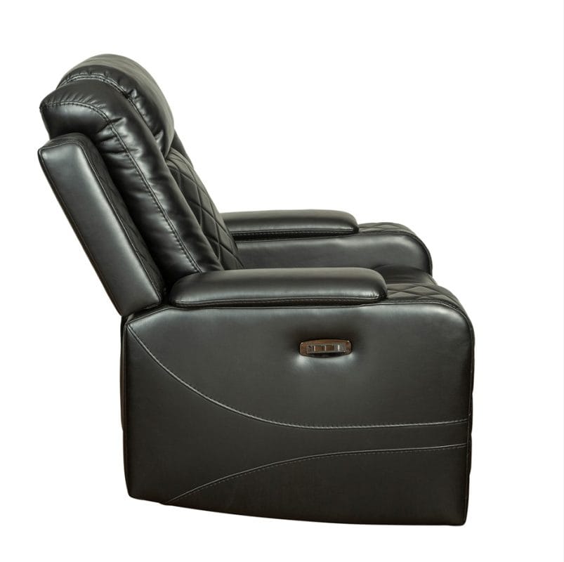 Faux Leather Power Recliner Chair with Diamond Quilted Panels | MR008