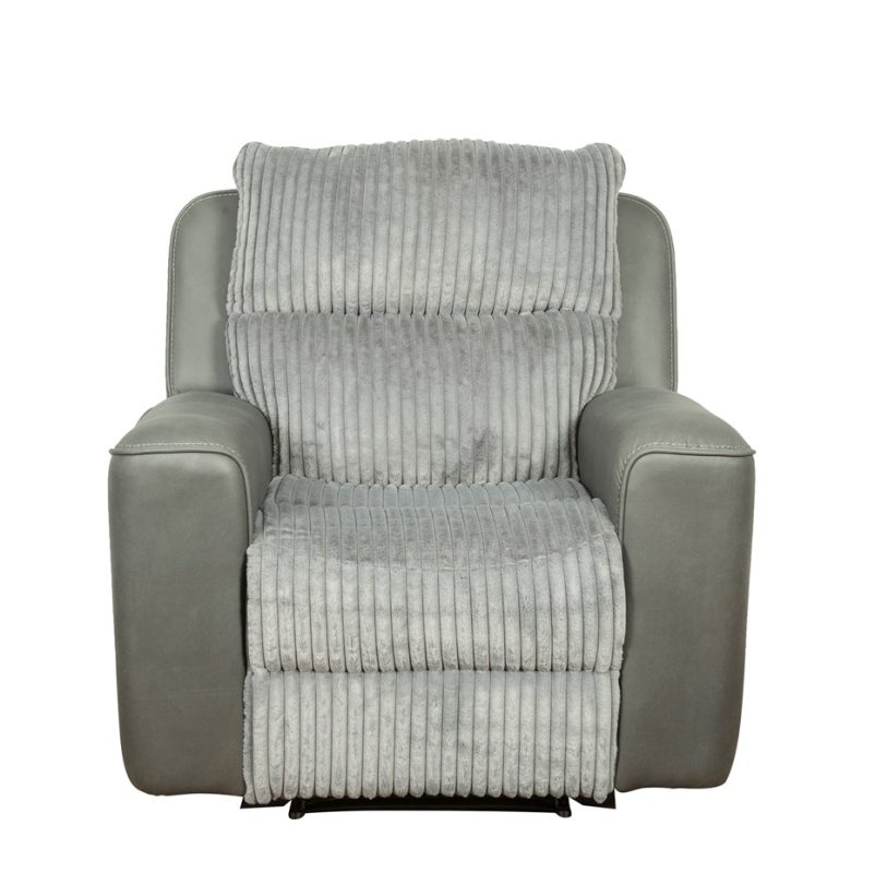 Fabric and Faux Leather Recliner Chair with Ribbed Cushion Design | MR009