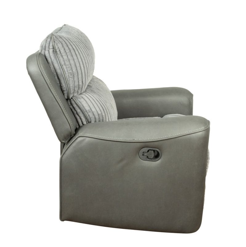 Fabric and Faux Leather Recliner Chair with Ribbed Cushion Design | MR009