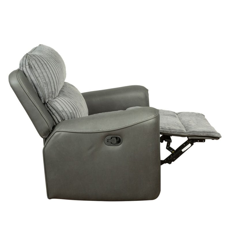 Fabric and Faux Leather Recliner Chair with Ribbed Cushion Design | MR009