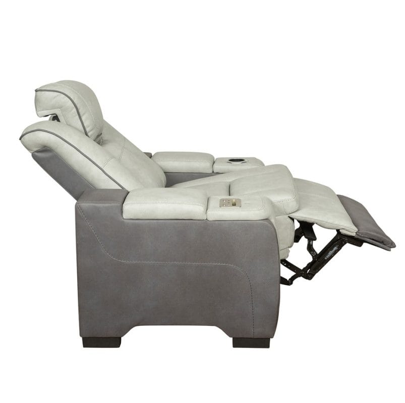 Two-Tone Faux Leather Power Recliner Chair with Adjustable Headrest and Cup Holder | MR010