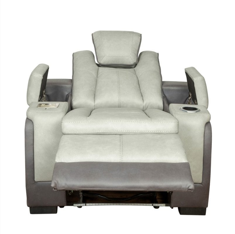 Two-Tone Faux Leather Power Recliner Chair with Adjustable Headrest and Cup Holder | MR010