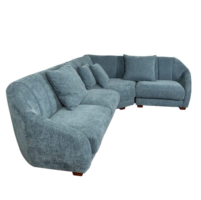 Textured Fabric Sectional Sofa with Curved Armrests | TSM002